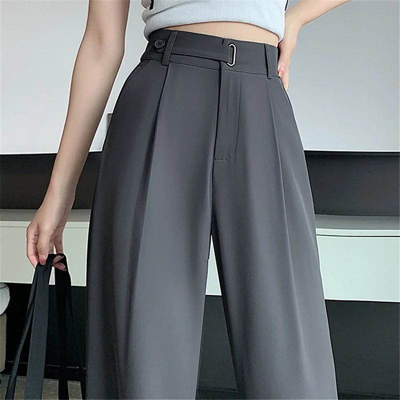 Seoulish Women's Casual Pants™ Wide Leg  Solid Color High Waist Loose Trousers