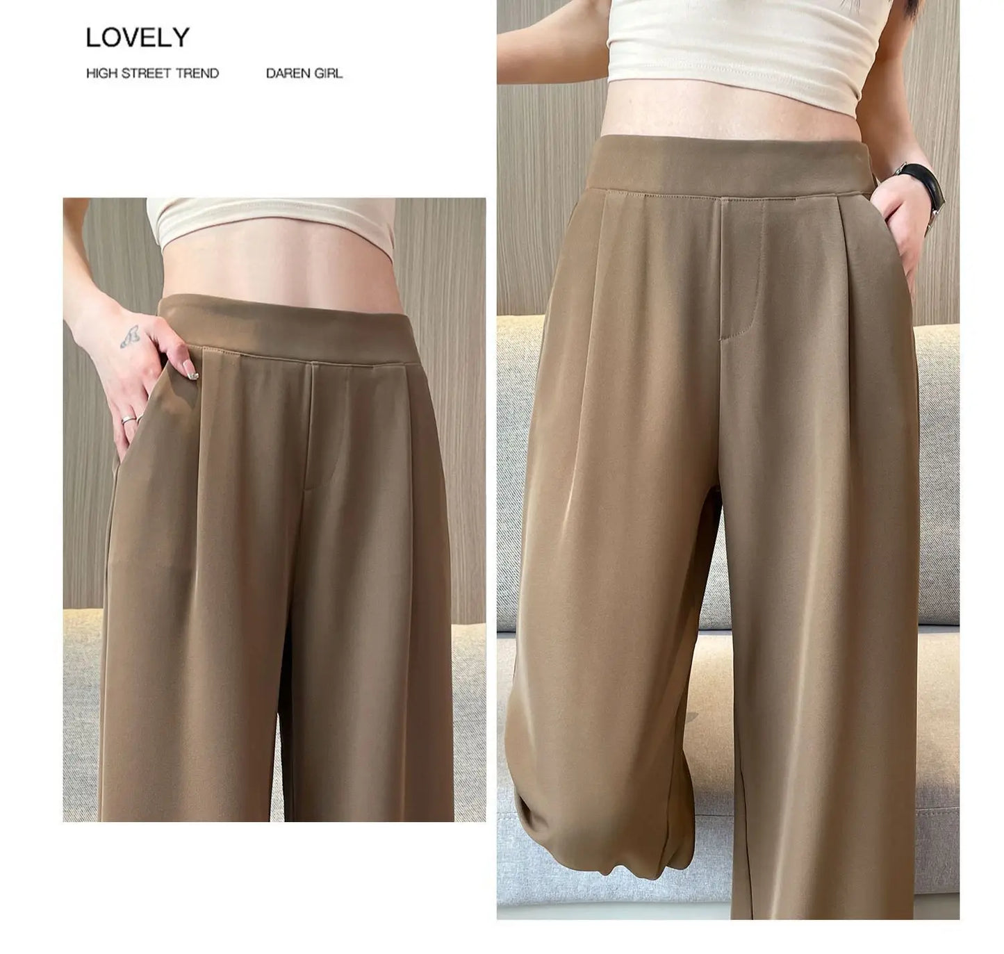Women's wide leg Trousers™ high waist straight leg loose pants