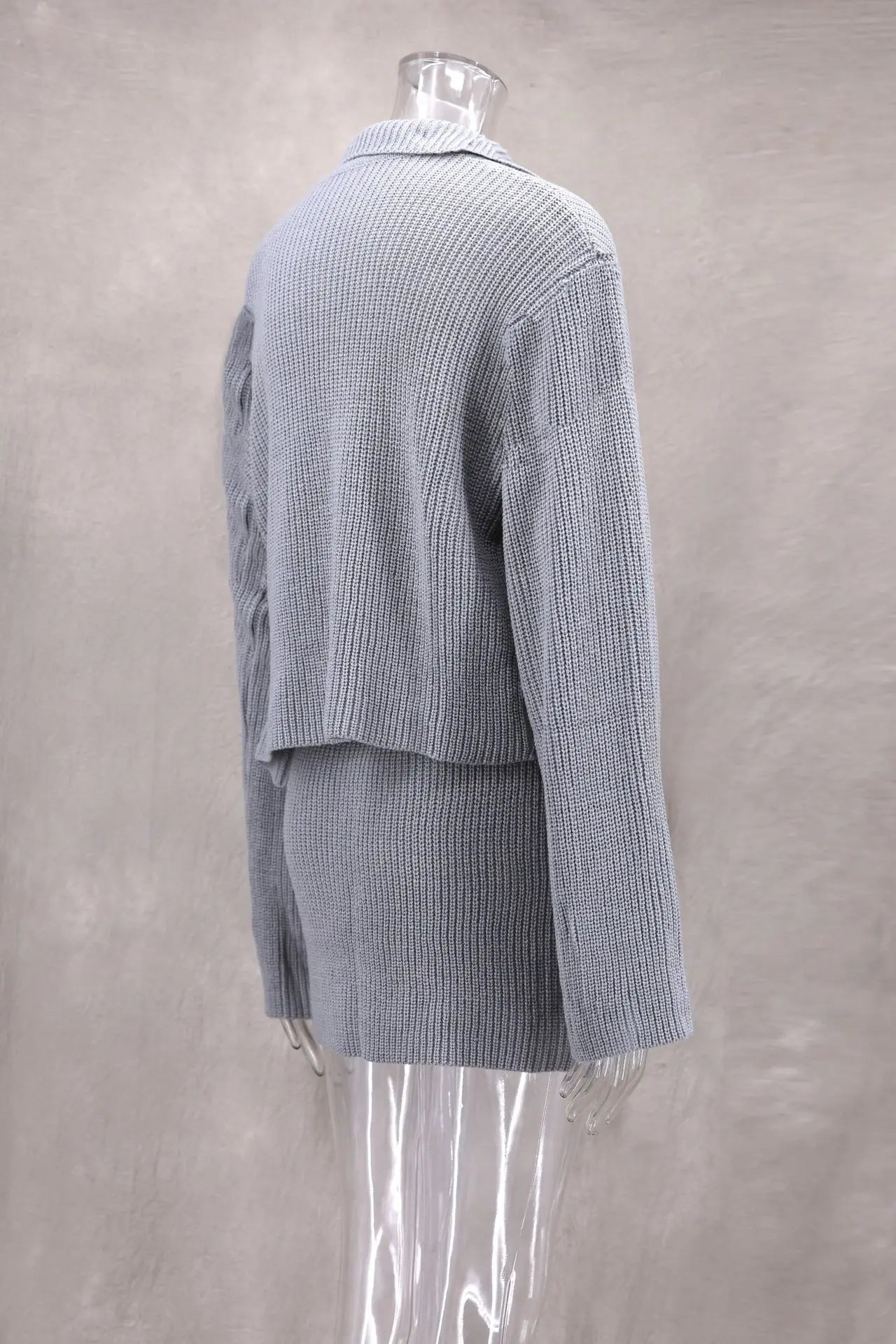 Women's Knitted Shirt and Skirt Set™ Long Sleeve Single Breasted Turn-Down Collar Shirt & Mini Skirt Cardigan Suits