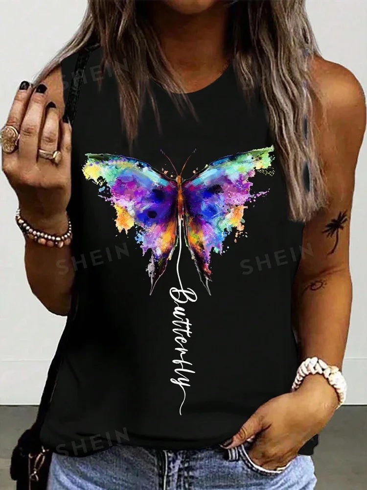 Women's O-neck Vest Print Tank Tops™  Sleeveless Loose Comfortable Top