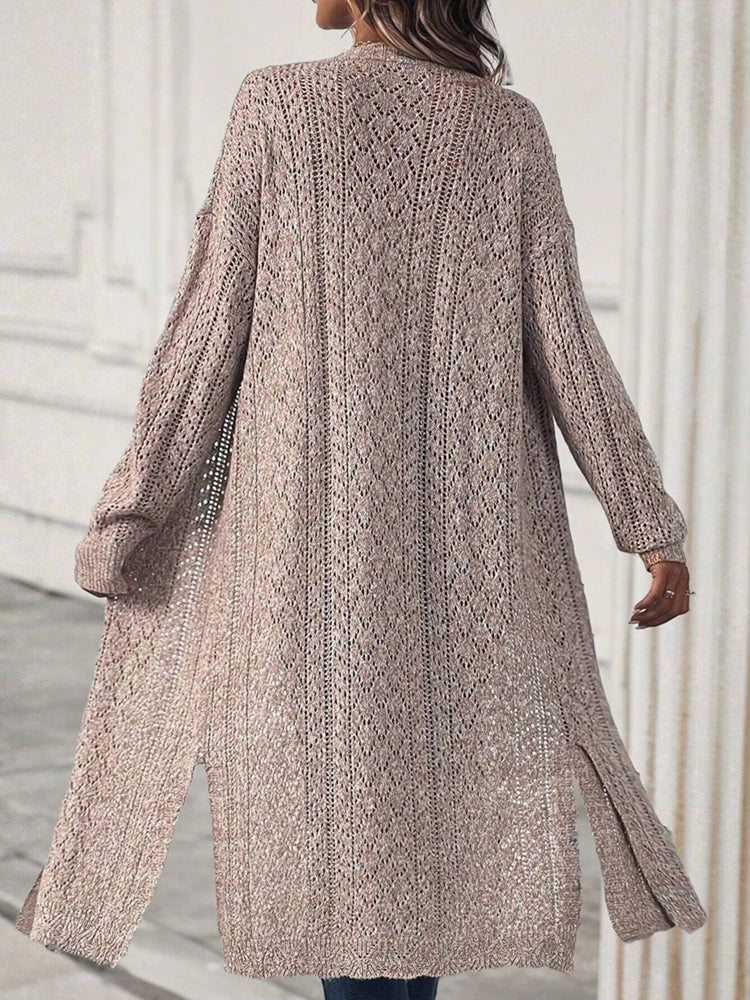 Women's elegant solid color cardigan sweater™ hollowed out knitwear loose cardigan