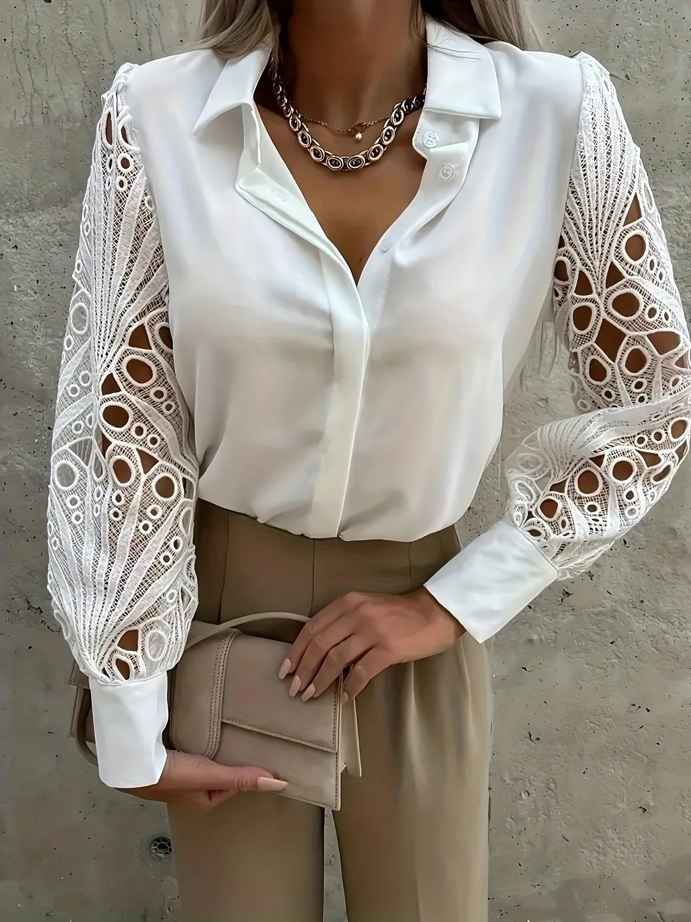 Women's Elegant Solid Chiffon Shirt™ Casual Long Sleeve Loose Tunics