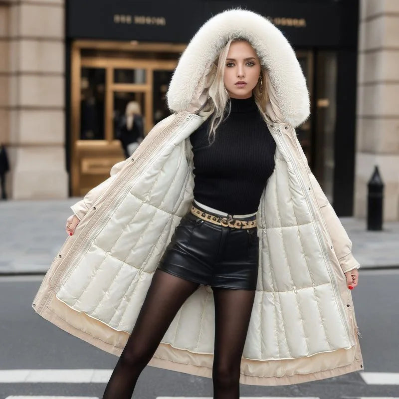 Women's Parkas Coat™ Thick Pinch Cotton Detachable Inner Tank Long Over Knee Coat