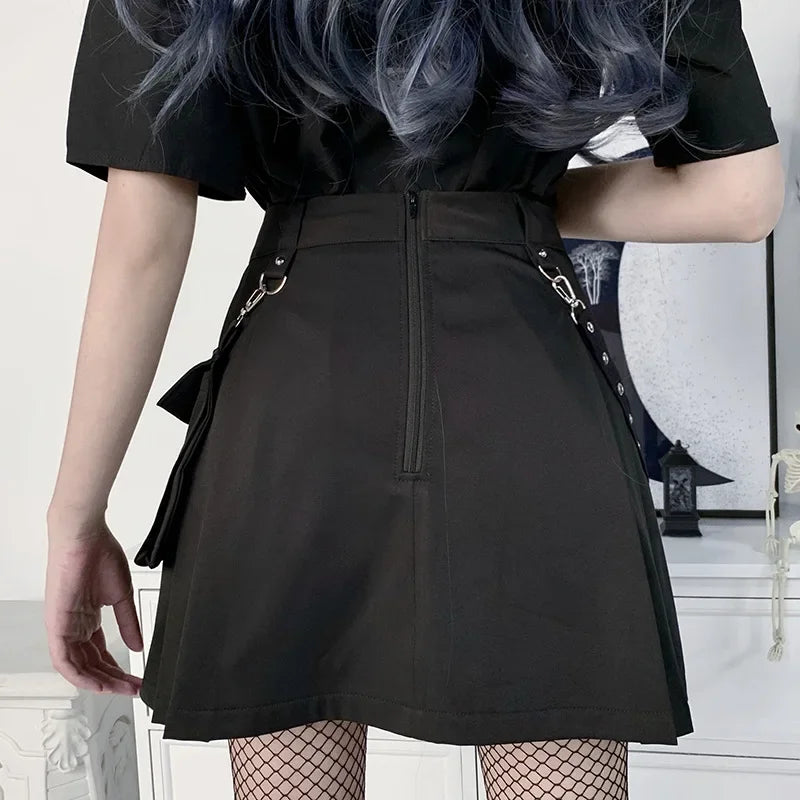 Women's Harajuku Punk Gothic Mini Skirt™ High Waist Patchwork Bandage Skirt