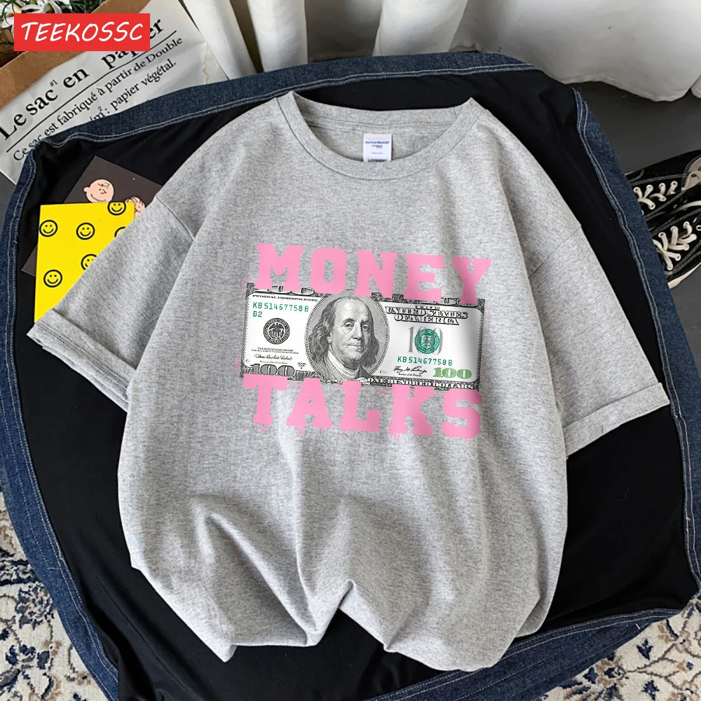 Women's T-Shirt™ Money Talks Us Dollar Short Sleeve T Shirts