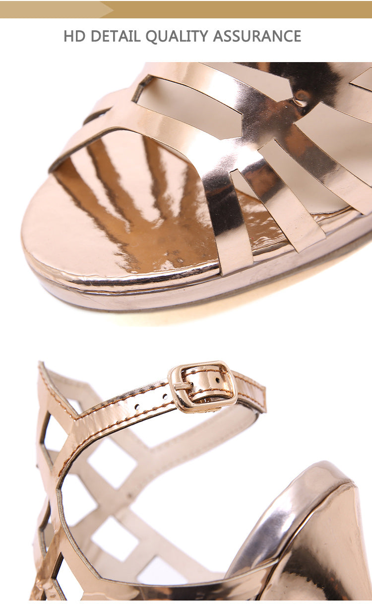 Women's High Heels™ Aneikeh Gladiator Golden Hollow Out High Heel Strap Sandals