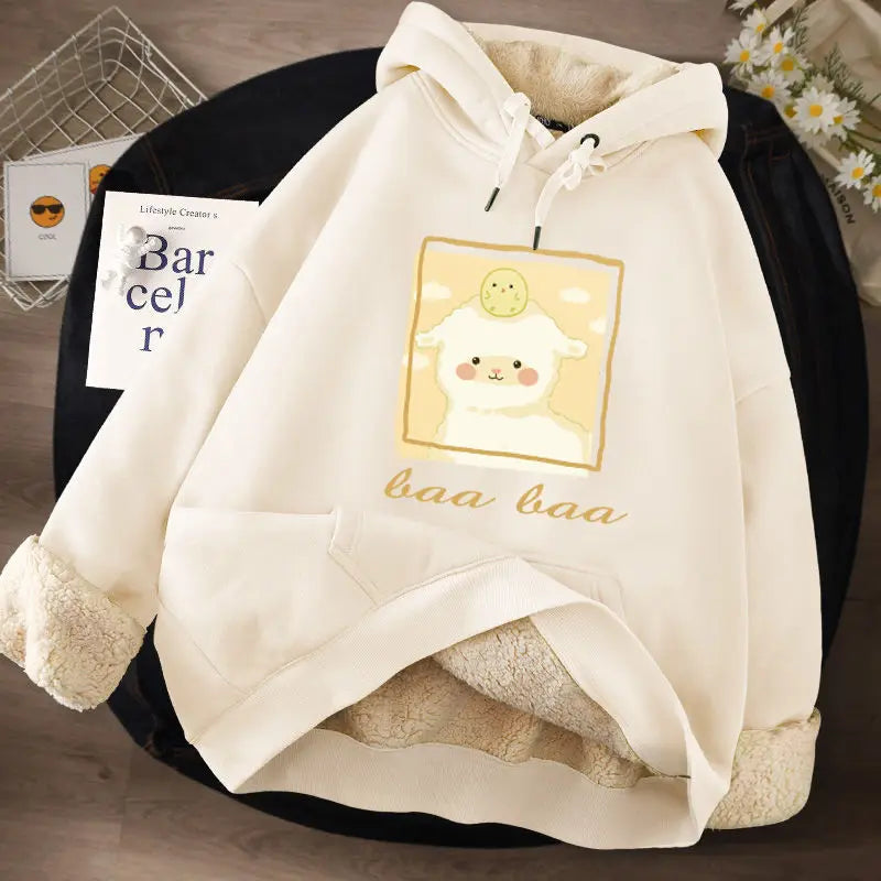 Women's Lamb Wool Pullovers™ Velvet Cartoon Hoodies