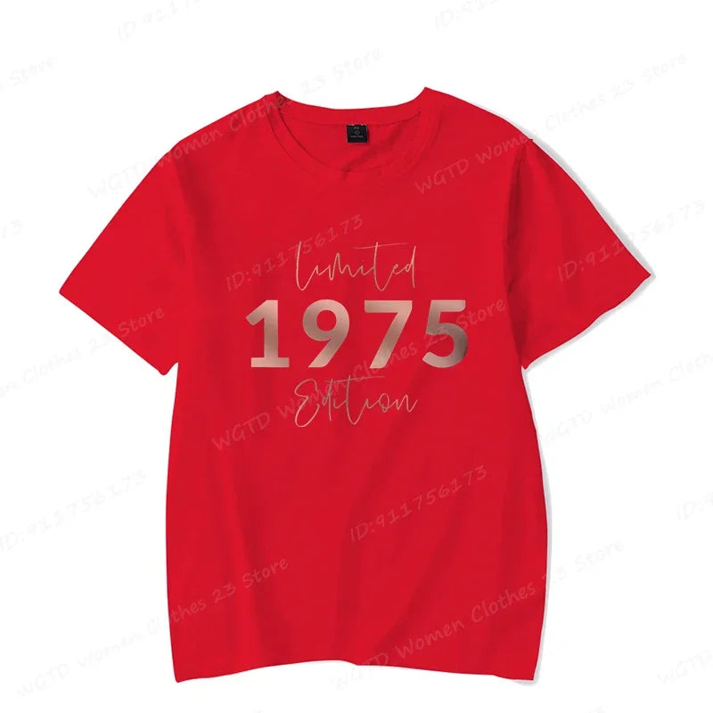 Women's Short Sleeve Crew Neck Tops™ Limited Edition 1975 Vintage Letter Print T-Shirts