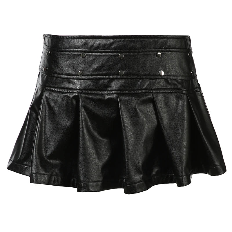 Women's Rockmore Y2k Vintage Mini Skirt™ Punk Style PU Leather High Waist Short Skirt