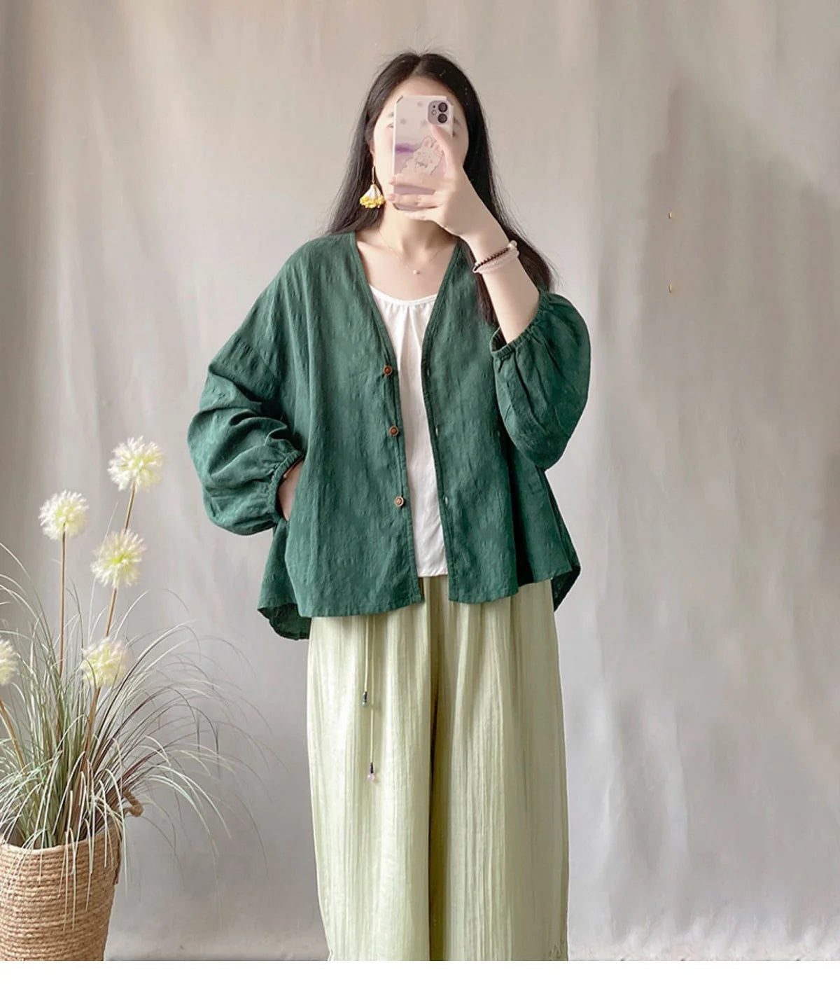 Women's Loose Cotton Linen Summer Tops™ Long Sleeve Shirt Air Conditioning Tank Top