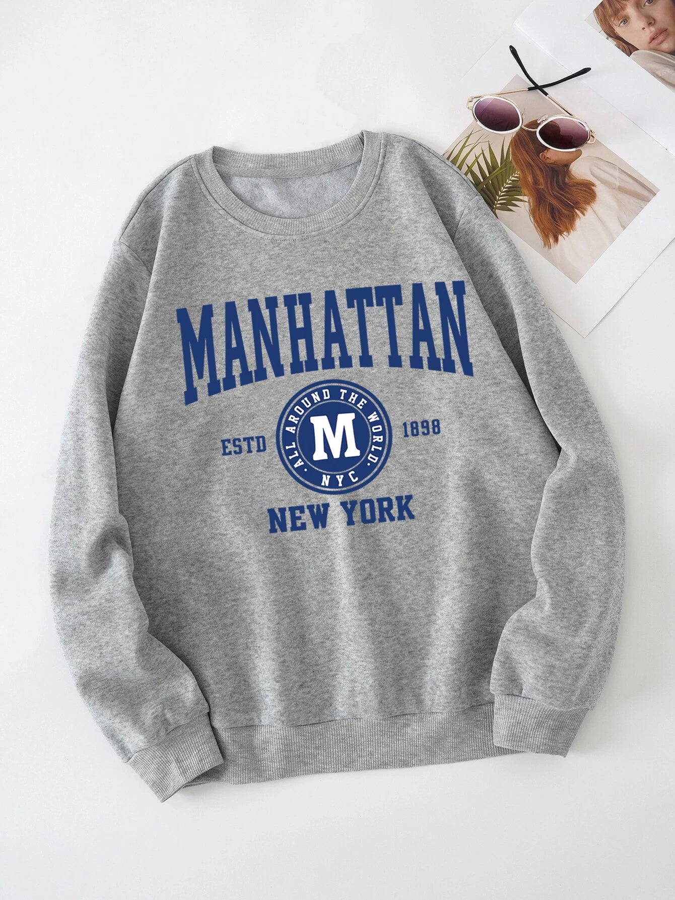 Women's Print Thermal Lined Pullover™ Crew Neck Loose Long Sleeve Plus Velvet Sweatshirt
