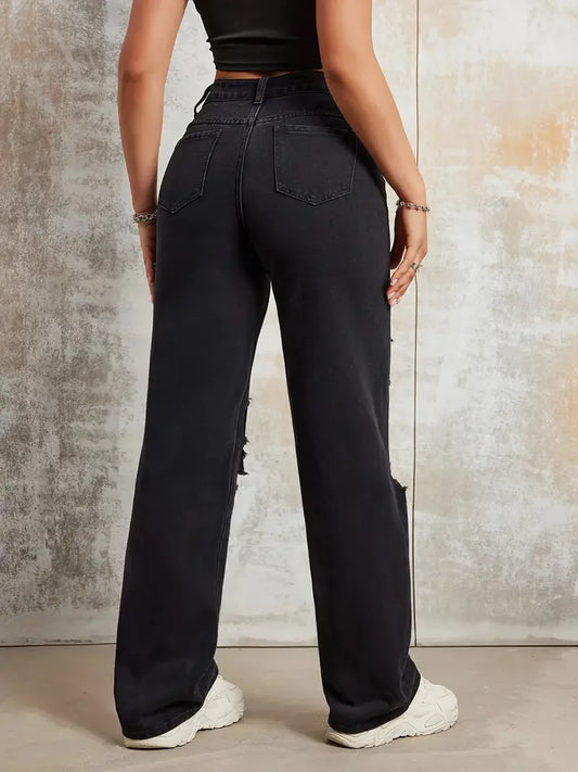 Women's Jeans™ Print Ripped Straight Jeans