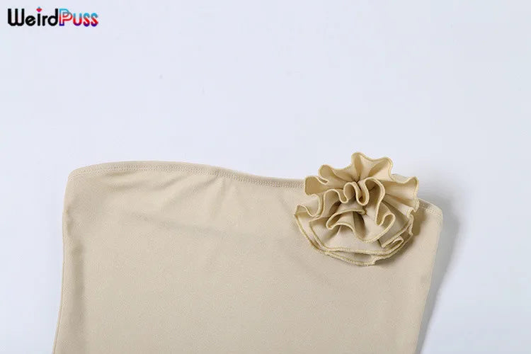 Women 2 Piece Set™ Y2K Summer Flowers Strapless Tops & Skirt
