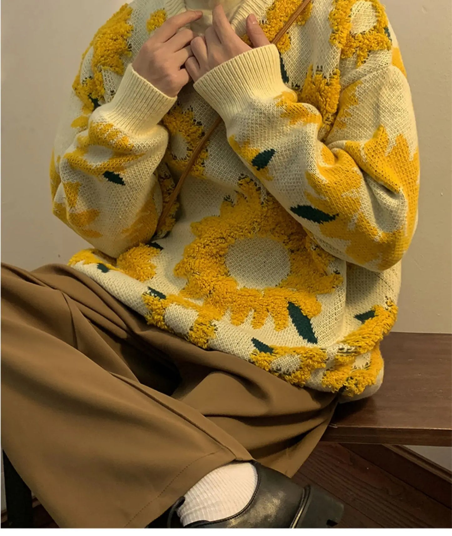 Men's Flocking Floral Sweater™ Baggy Spring Autumn Japanese Style Retro Knitwear