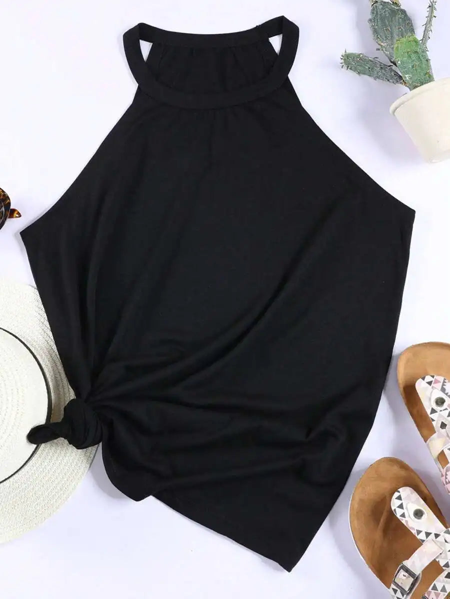 Women's Summer Sleeveless Halter T-Shirts™ Crew Neck Workout Tank Tops
