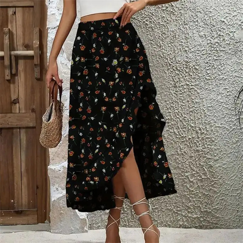 Women's Ruffle Edge Irregular Half skirt™ Summer New Midi Floral Print Skirts