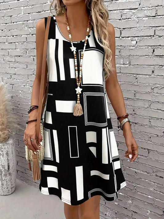 Women's Sleeveless Dress™  Summer Geometric Pattern Sleeveless Midi Dresses