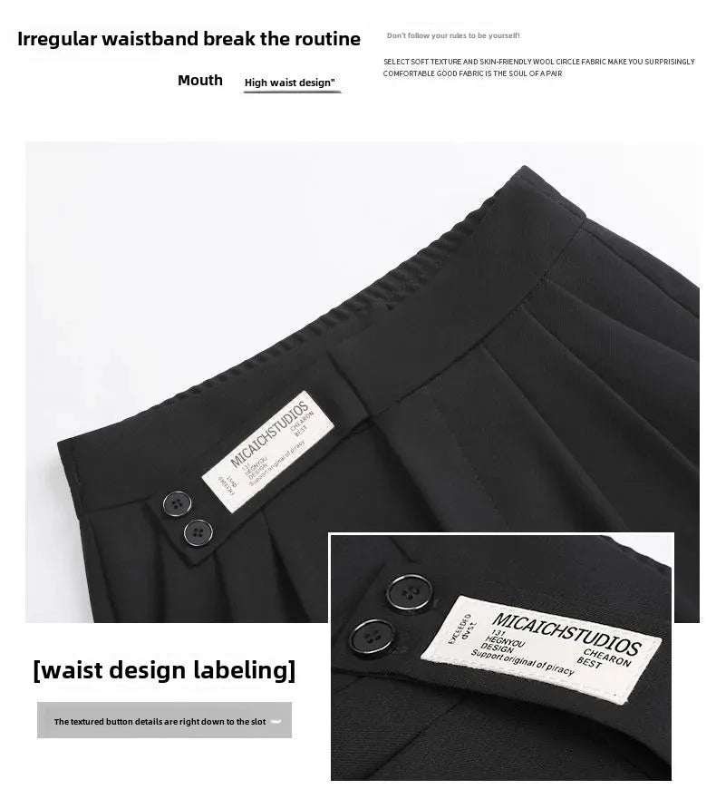Women's High-Waisted Draped Bell Bottom Trousers™ Loose-Fit Floor-Length Straight-Leg Pants