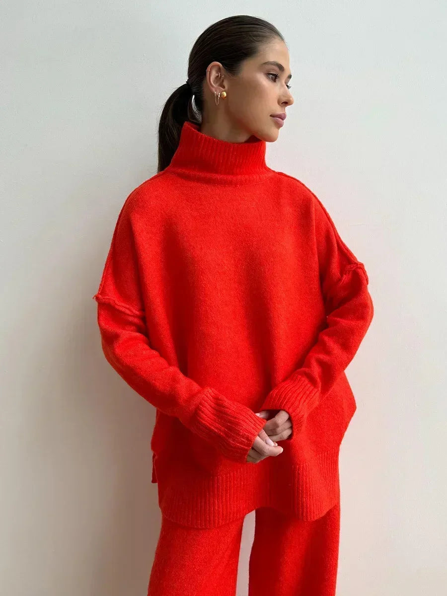 Women's Turtleneck Knitted Suits™ Thick Loose Pullover & Trousers Sets