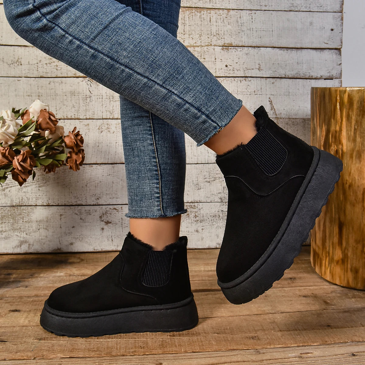 Women's Winter Short Plush Boots™ Warm Snow Suede Fur Chelsea Ankle Boots
