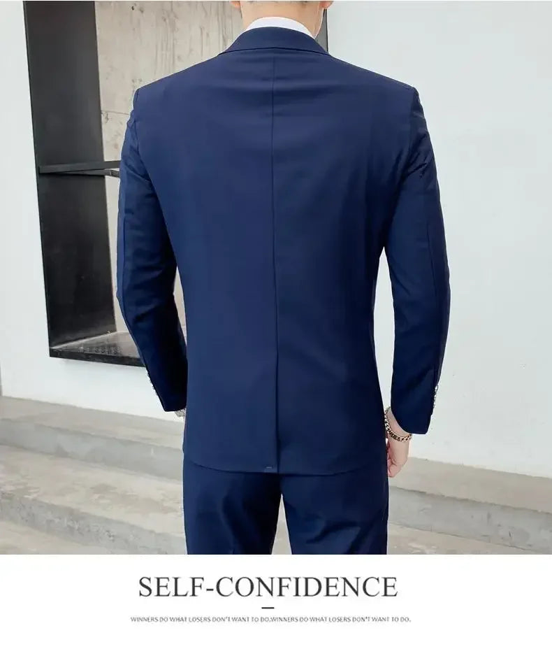 Men's Suit (Blazer+ Vest + Pants)™ Solid Color Casual Slim-fit Suit