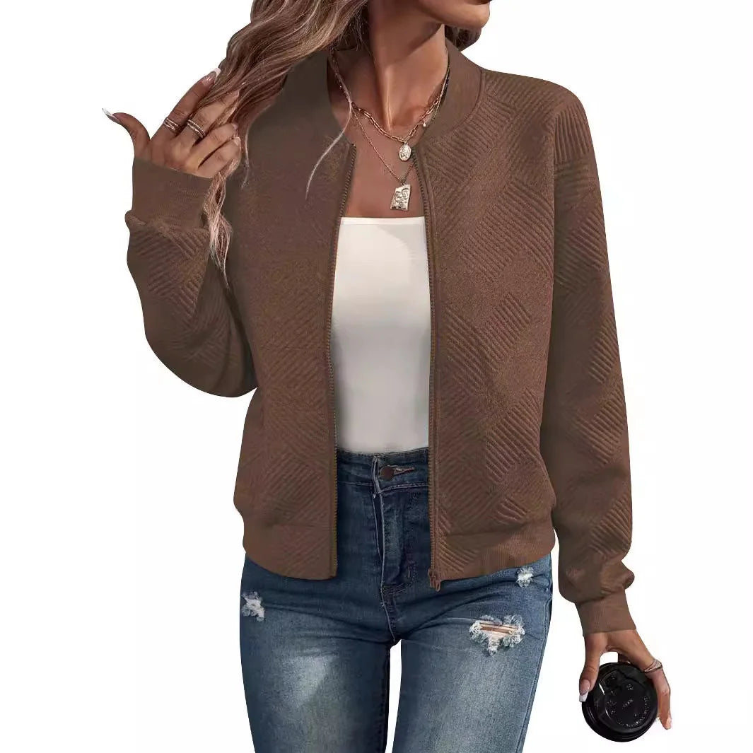 Women's zipper jacket™ baseball collar casual jacket