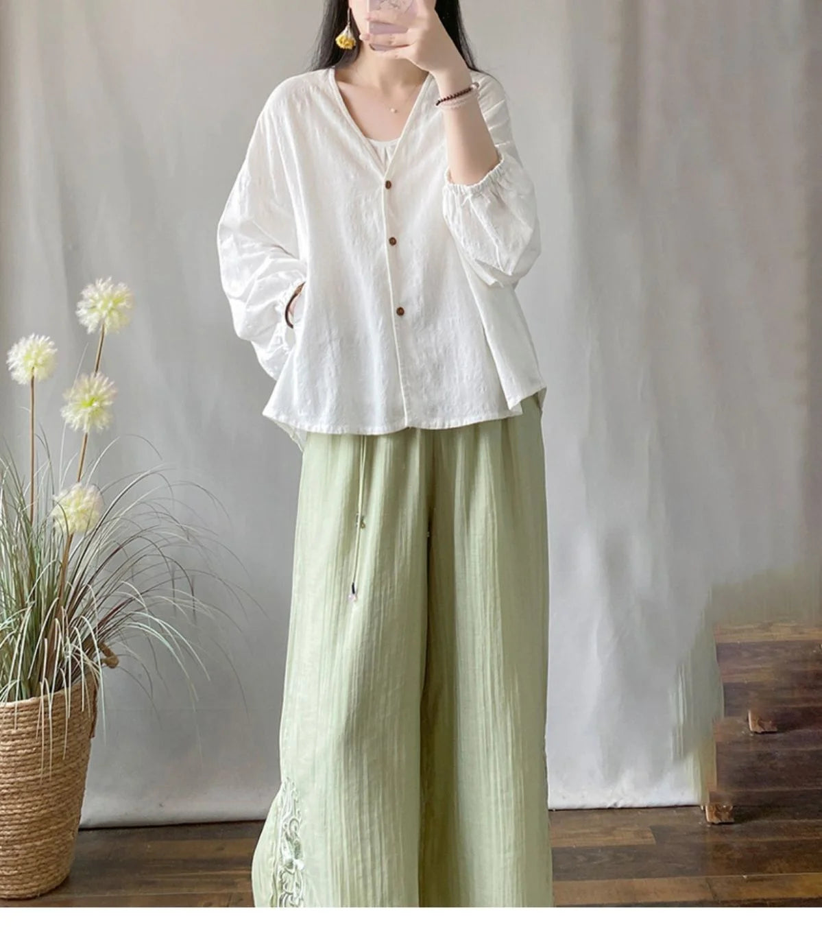 Women's Loose Cotton Linen Summer Tops™ Long Sleeve Shirt Air Conditioning Tank Top
