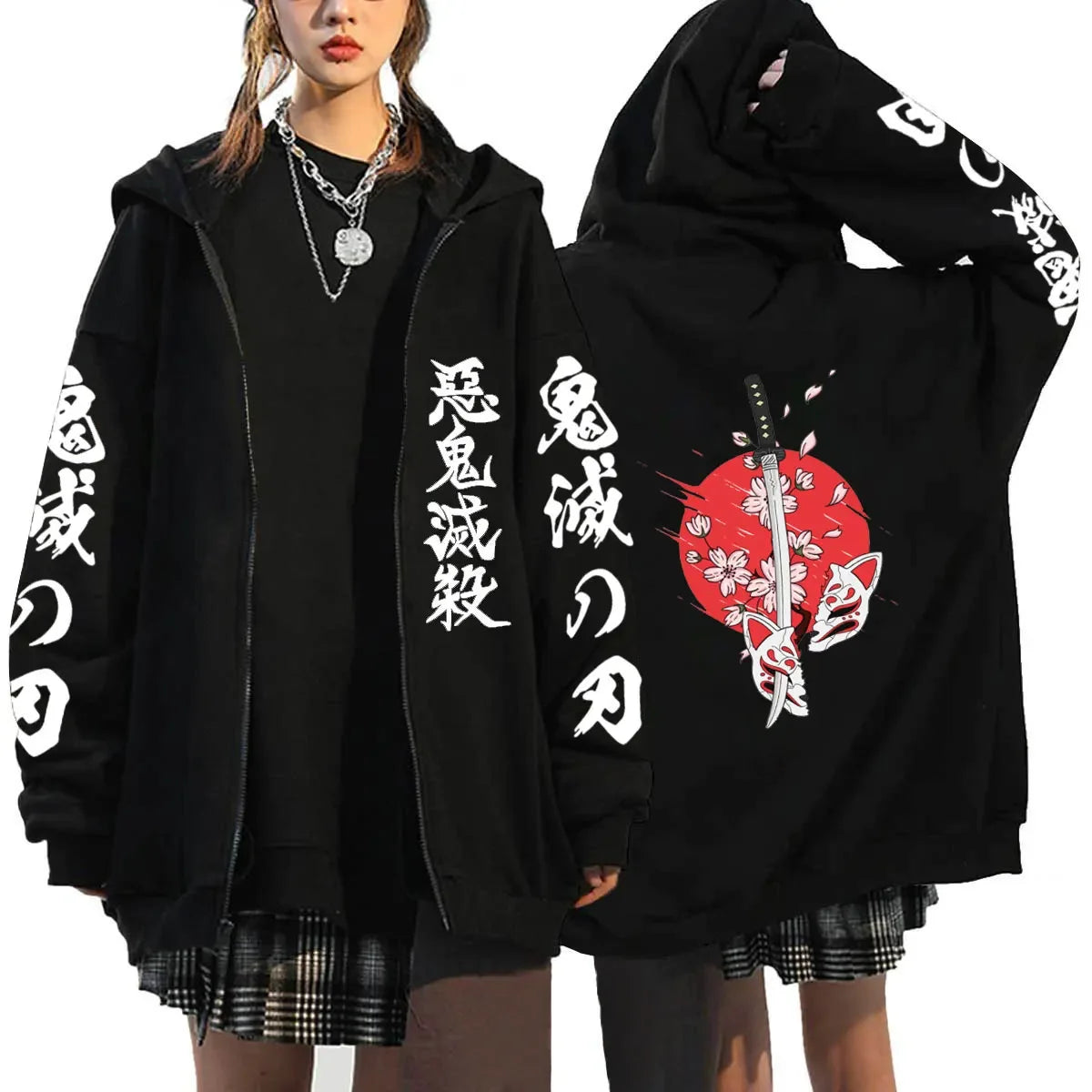 Women's Demon Slayer Zipper Hoodies™ Anime Oversized Full Zip Hoody