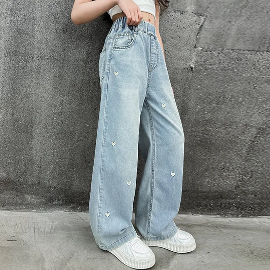 Girl Wide-Leg Jeans™ Children Kids Denim Long Trousers