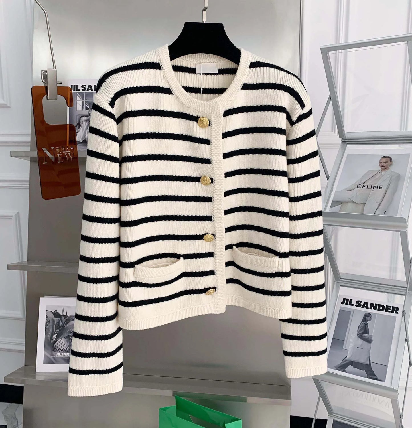 Women Stripe Knitted Cardigans Sweater™ O-neck Single Breasted Long Sleeve Sweaters