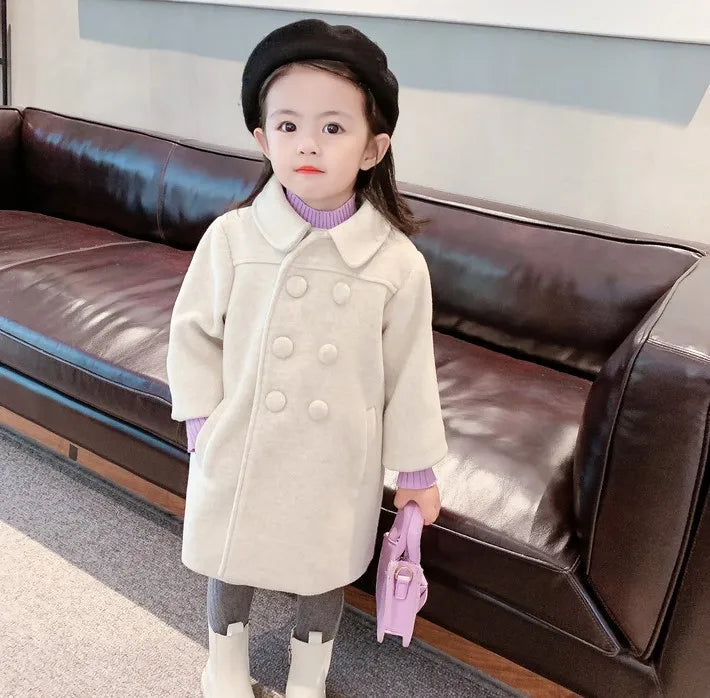 Girl's Long Cotton Coat™ Korean Style Thickened Double-breasted Jacket