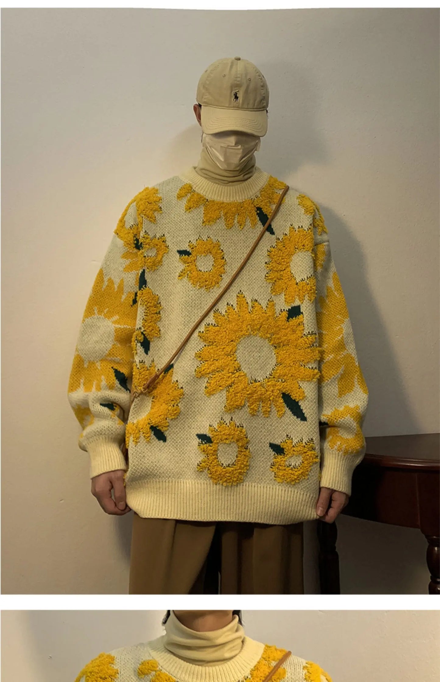 Men's Flocking Floral Sweater™ Baggy Spring Autumn Japanese Style Retro Knitwear