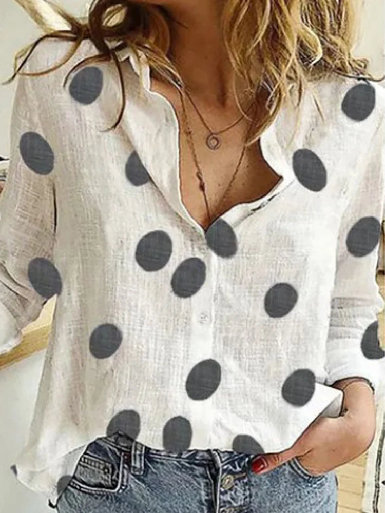Women's Elegant Cotton Linen Shirts™ Casual Solid Button Lapel Long Sleeve Loose Shirts
