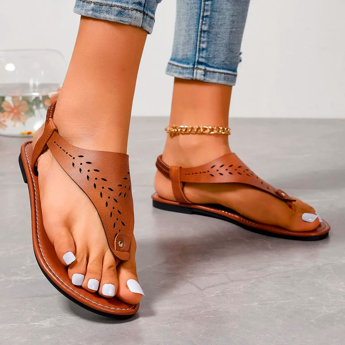 Women's Sandals Open Toe Casual Sandals™ Rivet Elastic Band Flat Heel Soft Bottom Sandals