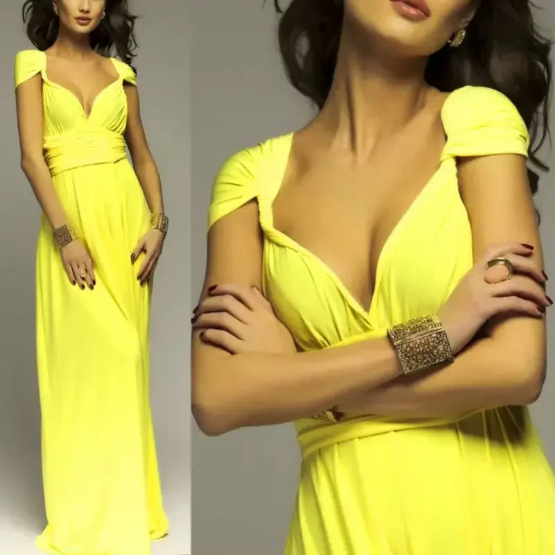 Women's Multi-worn V-neck Long Dress™ Strapped Summer Maxi Dress