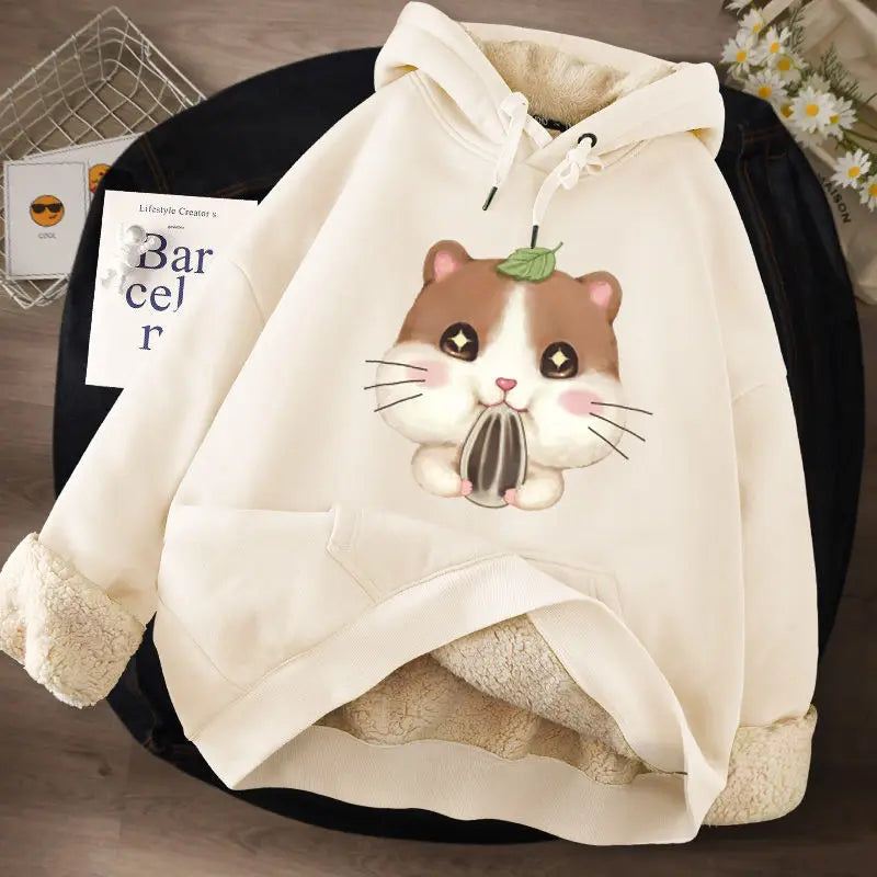 Women's Lamb Wool Pullovers™ Velvet Cartoon Hoodies