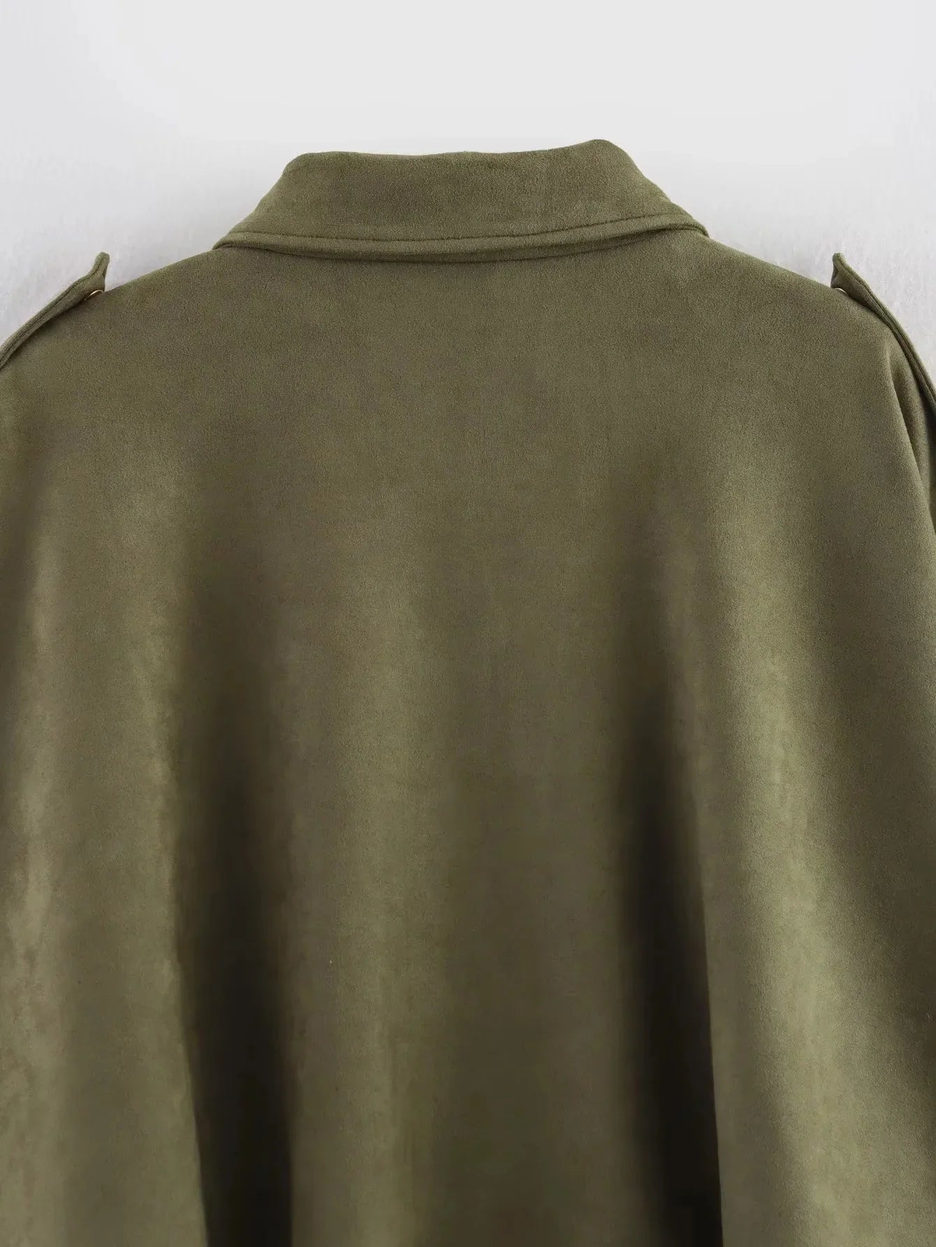 Women's Green Suede Jacket™ Spring Long Sleeve Zipper Oversize Bomber Outerwear