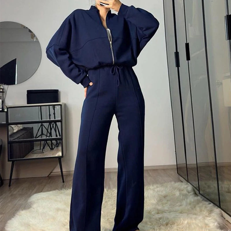 Women's BKLD Tracksuit Sets™ Zip-up Loose Cropped Cardigan + Drawstring Sweatpants