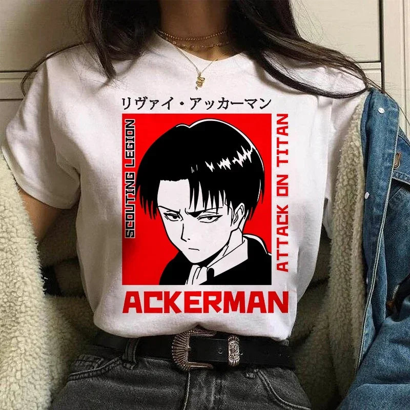 Women's T shirt™ Levi Ackerman Attack On Titan Anime Comics Japanese Graphic Cartoon Streetwear Tops