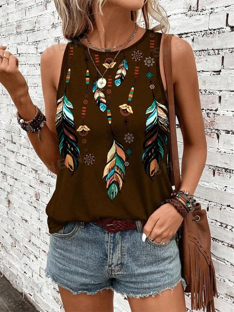 Women's  Print Tank Tops™ Outdoor Summer Sleeveless Crew-neck Tank Top