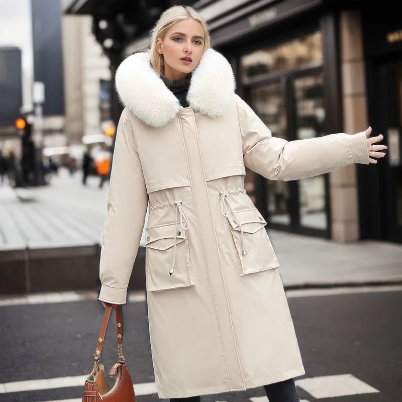 Women's Parkas Coat™ Thick Pinch Cotton Detachable Inner Tank Long Over Knee Coat