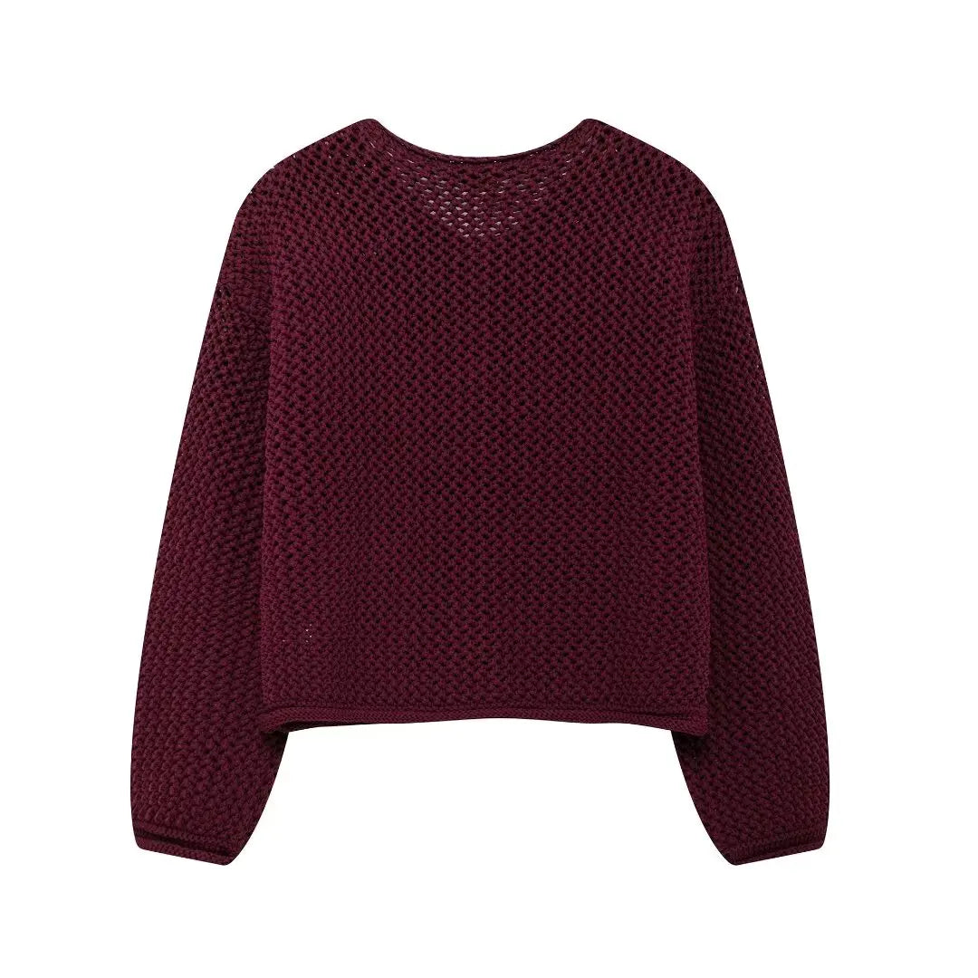 Women's Cardigan Sweater™ TRAFZA Vintage Cardigan Female Metal Buttons Long Sleeve Coat With Pockets Knitwear