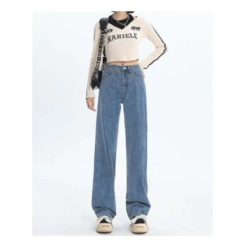 Women's High Waisted Slim Jeans™ Casual Loose Thin Floor Pants Wide Leg Pants
