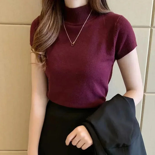 Women's Half-High Neck T-Shirt™ Casual Korean Style Elegant Tops