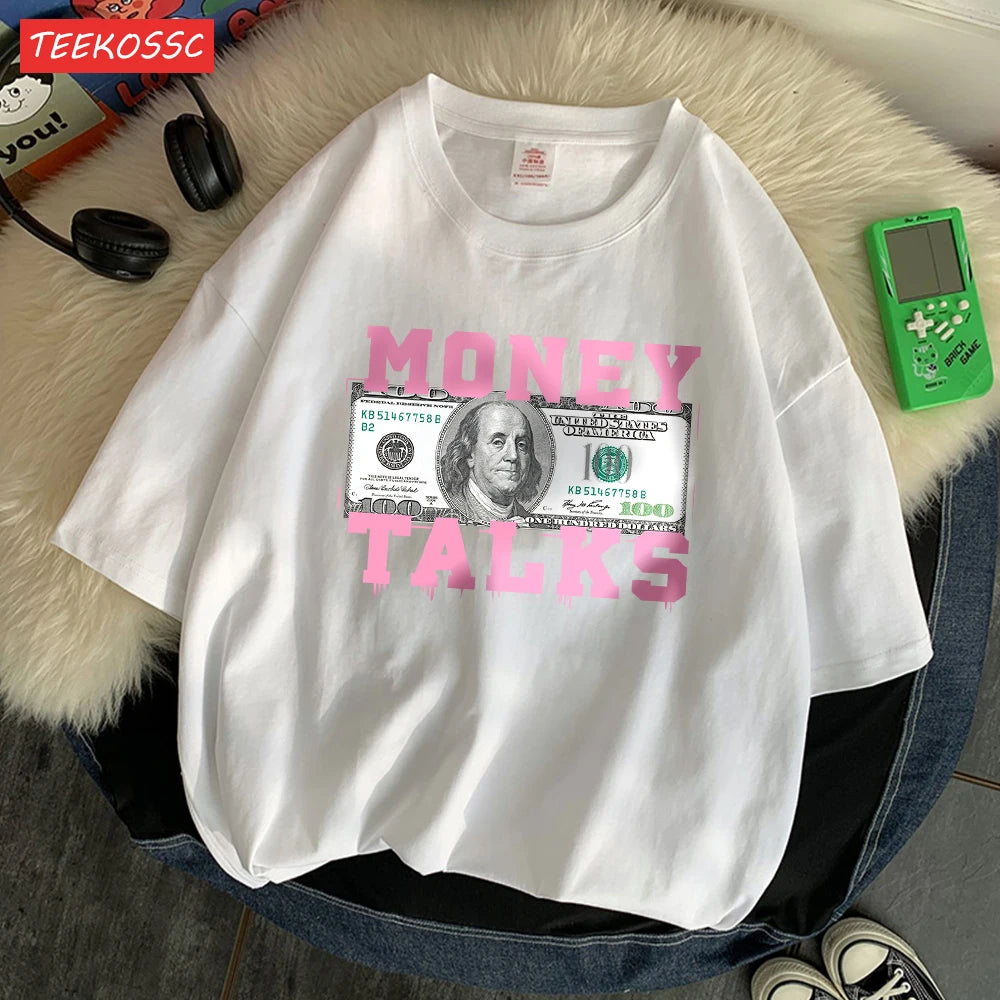 Women's T-Shirt™ Money Talks Us Dollar Short Sleeve T Shirts