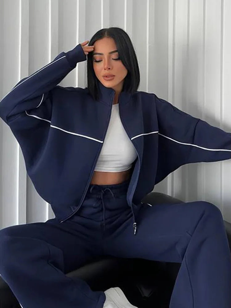 Women's Suit™ 2 Piece Outfits Long Sleeve Zip Up Jacket Jogger Sweatpants Tracksuit