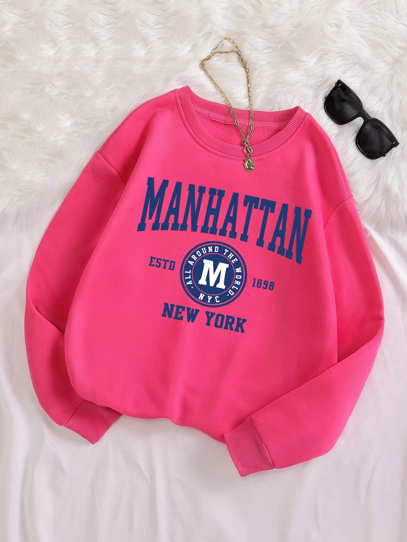 Women's Print Thermal Lined Pullover™ Crew Neck Loose Long Sleeve Plus Velvet Sweatshirt