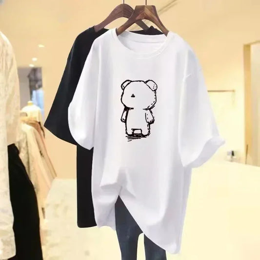 Women's Y2K Cartoon Bear T-shirt™ Cotton Oversized Comfortable and Soft T-shirt