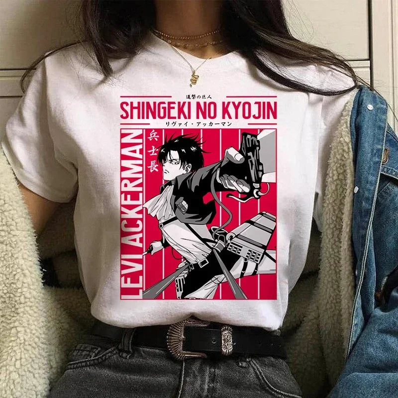 Women's T shirt™ Levi Ackerman Attack On Titan Anime Comics Japanese Graphic Cartoon Streetwear Tops