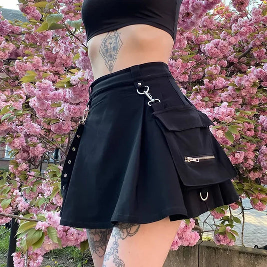 Women's Harajuku Punk Gothic Mini Skirt™ High Waist Patchwork Bandage Skirt
